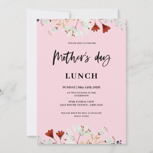 Kleurrijke kleine bloemen Moederdag lunch Kaart (Voorkant)