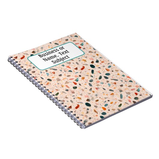 Kleurrijke Kleine Chips & Speckle Terrazzo Patroon Notitieboek (Rechterzijde)