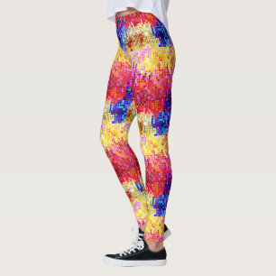 Kleurrijke kleine geometrische vormen disco-era pa leggings