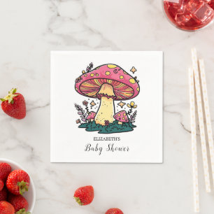 Kleurrijke kleine paddenstoel Baby shower Servet
