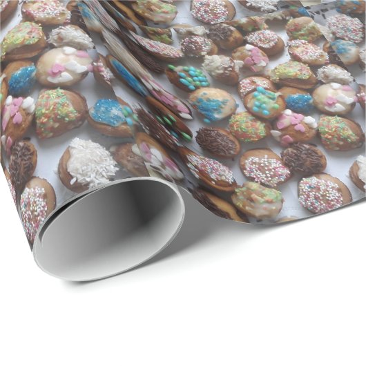 kleurrijke kleine verjaardagskaartjes, eten, feest cadeaupapier (Rol Hoek)