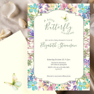 Kleurrijke Kleine Vlinder Bloemige Baby Shower Kaart