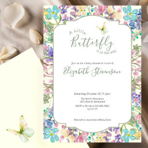 Kleurrijke Kleine Vlinder Bloemige Baby Shower Kaart