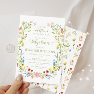 Kleurrijke kleine wilde bloem boho baby meisje dou kaart