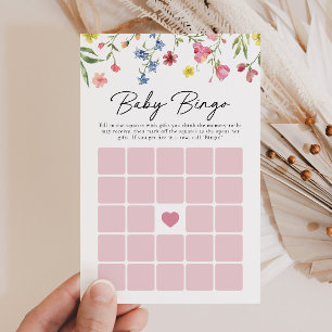 Kleurrijke Kleine Wildflower Baby shower Bingogame