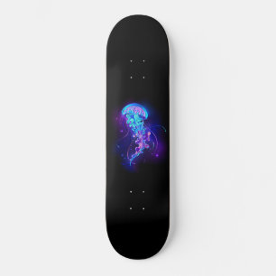 Kleurrijke kleur gloeiende kwal skateboard