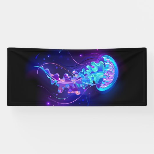 Kleurrijke kleur gloeiende kwal spandoek (Horizontaal)