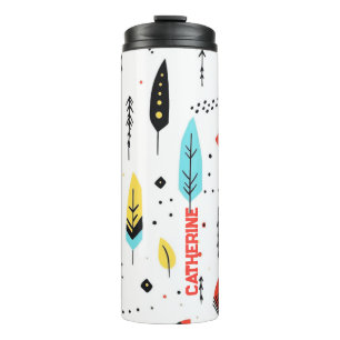 KLEURRIJKE KLEUR WIT MODERN RETRO BOHO PATROON THERMOSBEKER