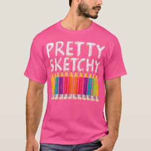 Kleurrijke kleurpotloden doedelen schetsen tekenin t-shirt