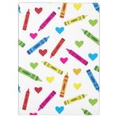 Kleurrijke kleurpotloden en harten patroon Custom Klembord (Achterkant)