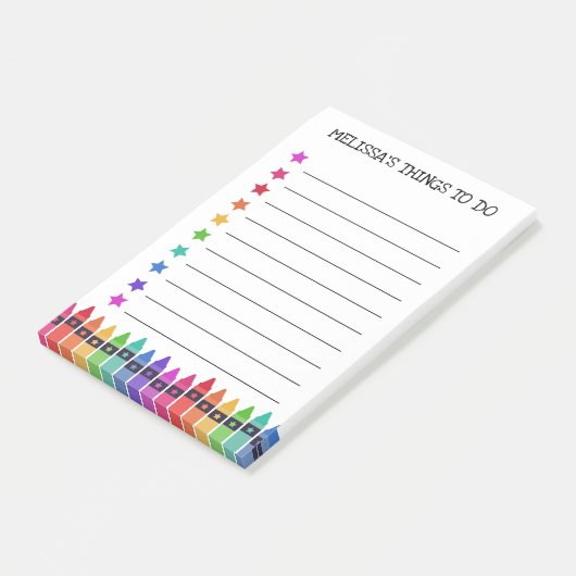 Kleurrijke kleurpotloden & sterren dingen om te do post-it® notes (Schuin)