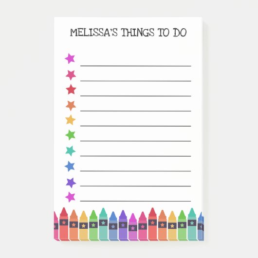 Kleurrijke kleurpotloden & sterren dingen om te do post-it® notes (Voorkant)