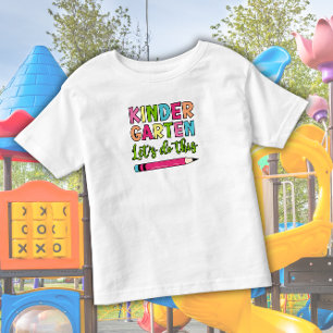 Kleurrijke kleuterschool Laten we dit doen – Eerst Kinder Shirts