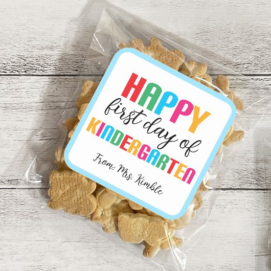 Kleurrijke Kleuterschool School Sticker (Vierkant)