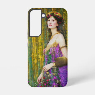 Kleurrijke Klimt stijl collage portret van een vro Samsung Galaxy Hoesje