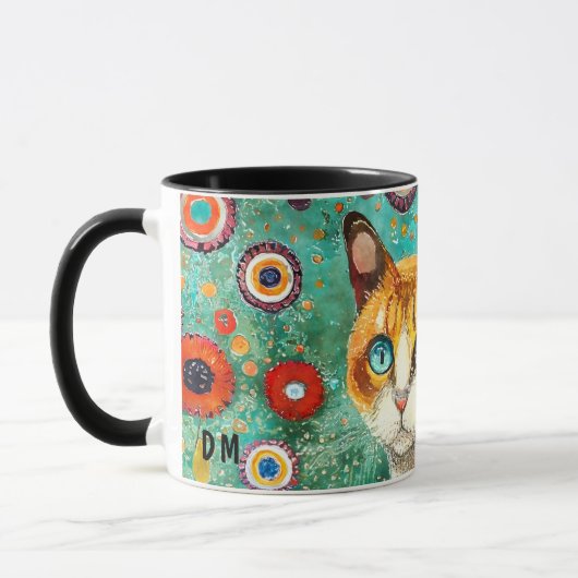 Kleurrijke Klimt Style Ginger Cat Mok (Links)