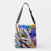 Kleurrijke Koala Beer Watercolor Splash, Crossbody Tas (Voorkant)