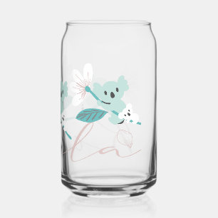 Kleurrijke Koala Patroon Leuke Dier en Bloemen Blikvorm Glas