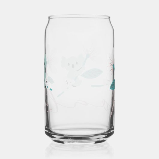 Kleurrijke Koala Patroon Leuke Dier en Bloemen Blikvorm Glas (Rechts)