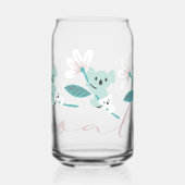 Kleurrijke Koala Patroon Leuke Dier en Bloemen Blikvorm Glas (Links)