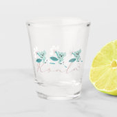 Kleurrijke Koala Patroon Leuke Dier en Bloemen Shot Glas (Voorkant)