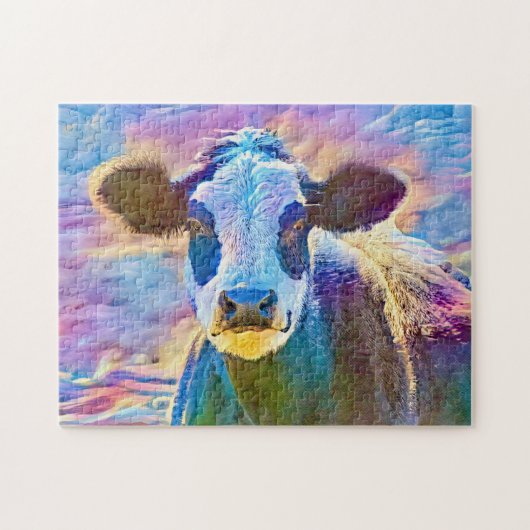 Kleurrijke Koe Art Puzzel (Horizontaal)