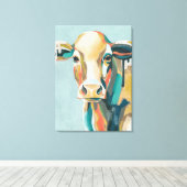 Kleurrijke Koe Canvas Afdruk (Insitu (Houten vloer))