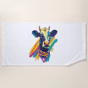 Kleurrijke Koe Png, Regenboog Koe Design Png Strandlaken