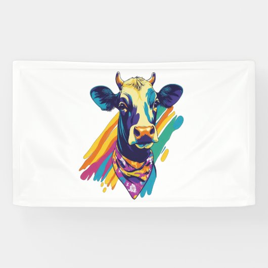 Kleurrijke Koe, Rainbow Koe Design Spandoek (Horizontaal)