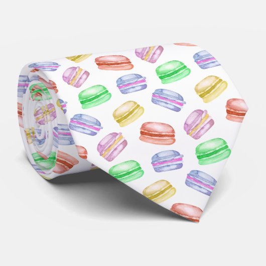 Kleurrijke koekjes Macarons Dessert Stropdas (Opgerold)