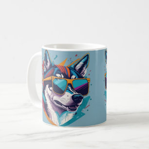 Kleurrijke koele hond met zonnebril Beach Vibes mo Koffiemok