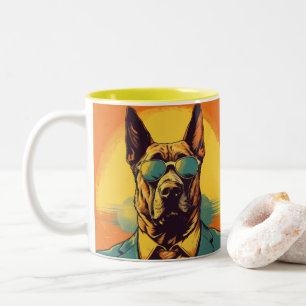 Kleurrijke koele hond met zonnebril Beach Vibes mo Tweekleurige Koffiemok