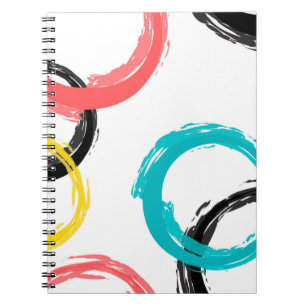 Kleurrijke, koele, moderne, trendy cirkels met pen notitieboek