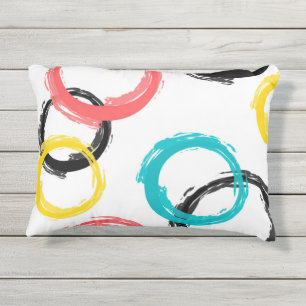 Kleurrijke, koele, moderne, trendy penseelcirkels buitenkussen