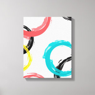 Kleurrijke, koele, moderne, trendy penseelcirkels canvas afdruk
