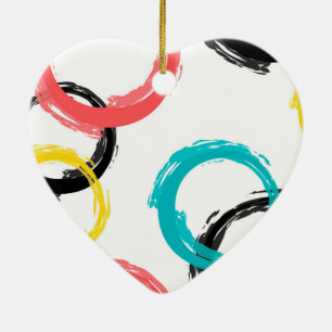 Kleurrijke, koele, moderne, trendy penseelcirkels keramisch ornament