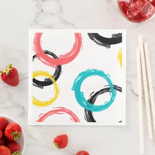 Kleurrijke, koele, moderne, trendy penseelcirkels servet (Insitu)