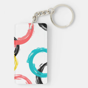 Kleurrijke, koele, moderne, trendy penseelcirkels sleutelhanger