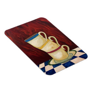 Kleurrijke koffiebekers op Red Art Magnet 3"x4" Magneet