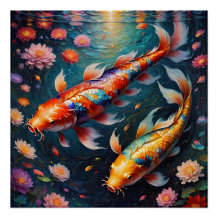 Kleurrijke Koi Fish no 1 Glanzend Poster Perfect Poster