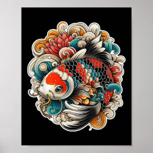 Kleurrijke Koi Fish Tattoo Design Japanese Art Nis Poster