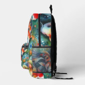 Kleurrijke Koi Fish Whimsical Waterverf Sinaasappe Bedrukte Rugzak (Rechts)