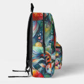 Kleurrijke Koi Fish Whimsical Waterverf Sinaasappe Bedrukte Rugzak (Links)