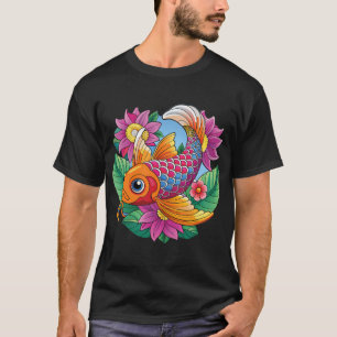 kleurrijke Koi-vissen met bloemen T-shirt