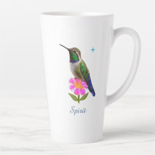 Kleurrijke Kolibrie & Bloem met Script op Wit Latte Mok