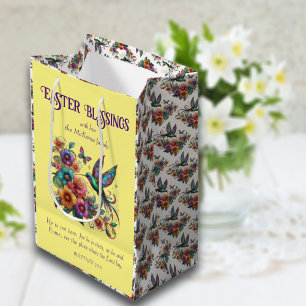 Kleurrijke Kolibrie Bloemen Geel Christelijk Medium Cadeauzakje