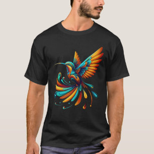 Kleurrijke kolibrie vlucht levendige veren natuur t-shirt