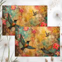 KLEURRIJKE KOLIBRIES GEMENGDE MEDIA DECOUPAGE TISSUEPAPIER