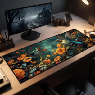 Kleurrijke kolibries in de tuin bureaumat