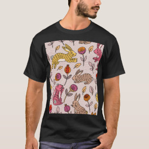 Kleurrijke konijntjes: Schattigee bloemige Vintage T-shirt